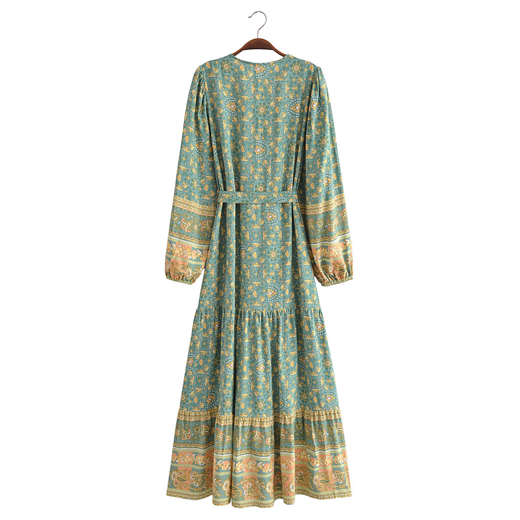 Printed Belted Cardigan Dress