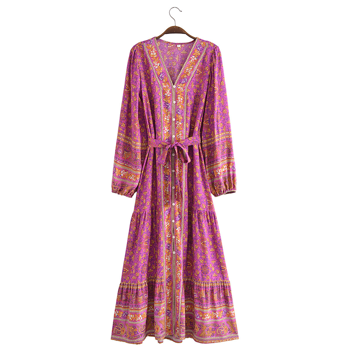 Printed Belted Cardigan Dress