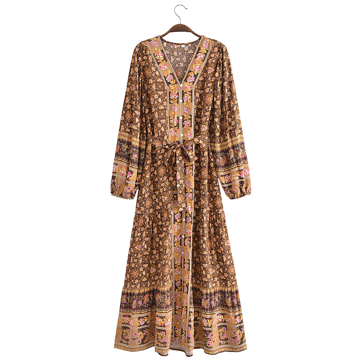 Printed Belted Cardigan Dress