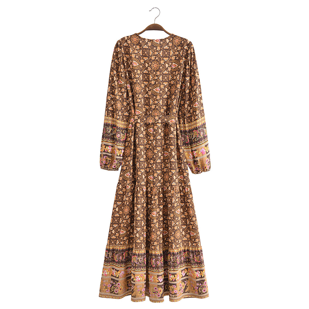 Printed Belted Cardigan Dress