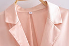 Women's Autumn Women Clothing Patch Pocket Silk Satin Texture Loose Design Shirt Women