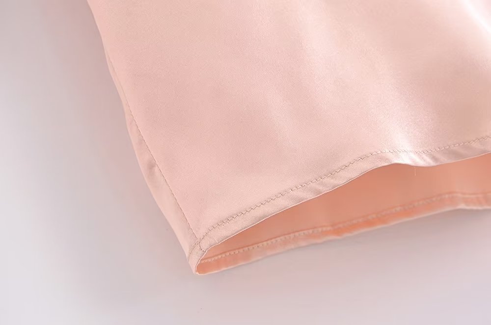 Women's Autumn Women Clothing Patch Pocket Silk Satin Texture Loose Design Shirt Women