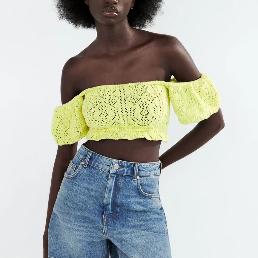 Jacquard Cutout Off-Shoulder Knit Top