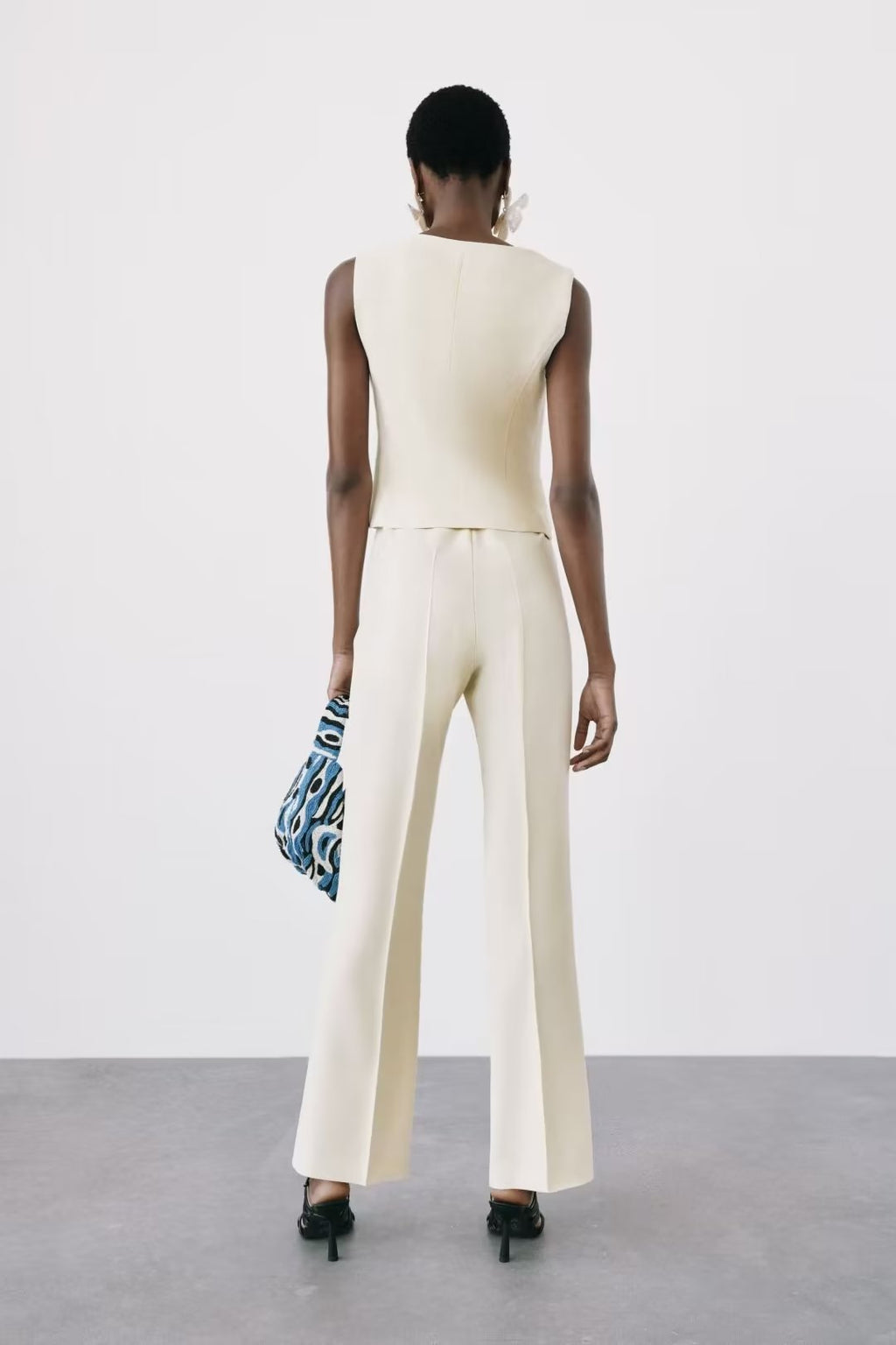 Square Collar Sleeveless Waistcoat Vest