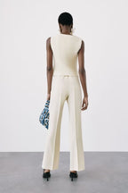 Square Collar Sleeveless Waistcoat Vest