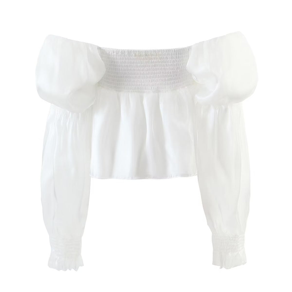 Women's Solid Color Sweet Square Collar Bell Sleeve Top Women