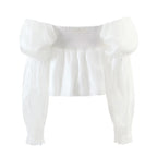 Women's Solid Color Sweet Square Collar Bell Sleeve Top Women