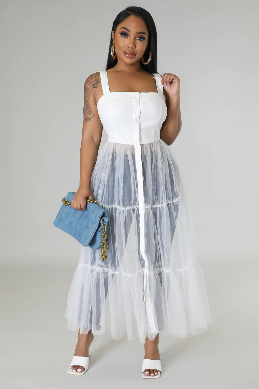 Straps Tulle Stitching Dress