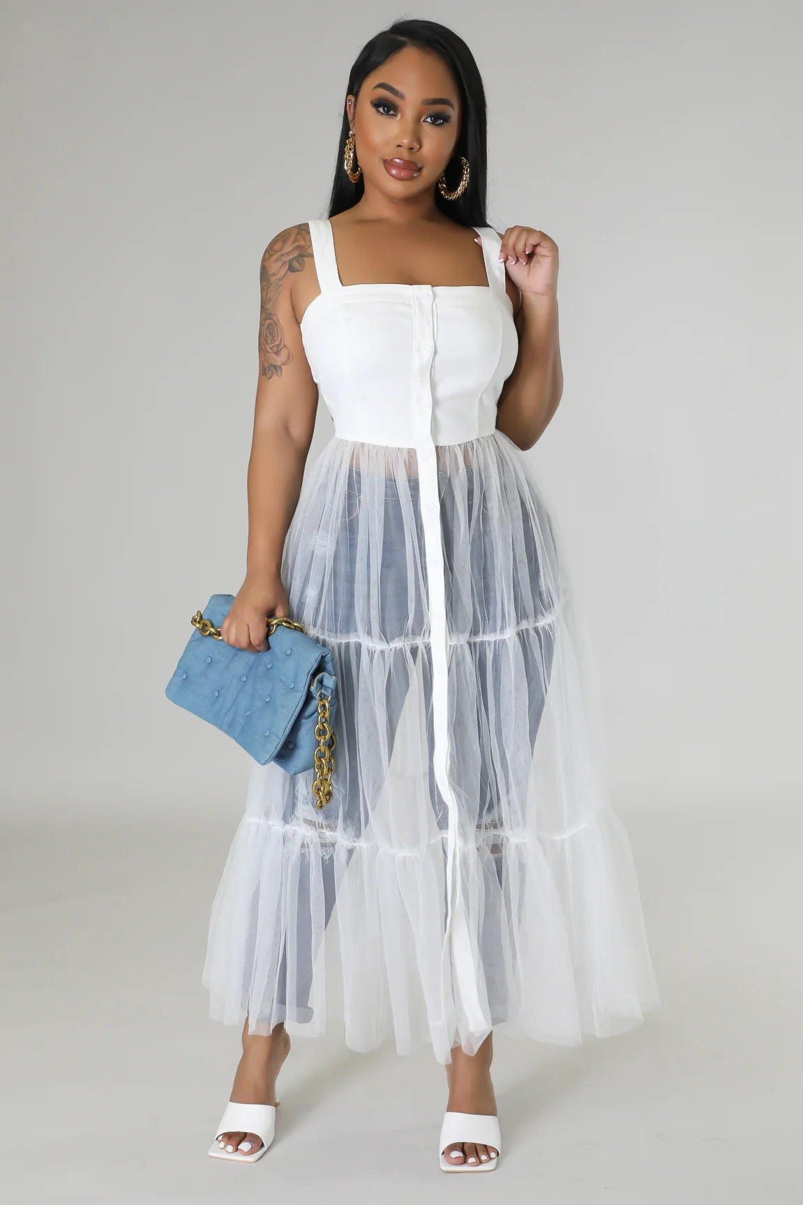 Straps Tulle Stitching Dress