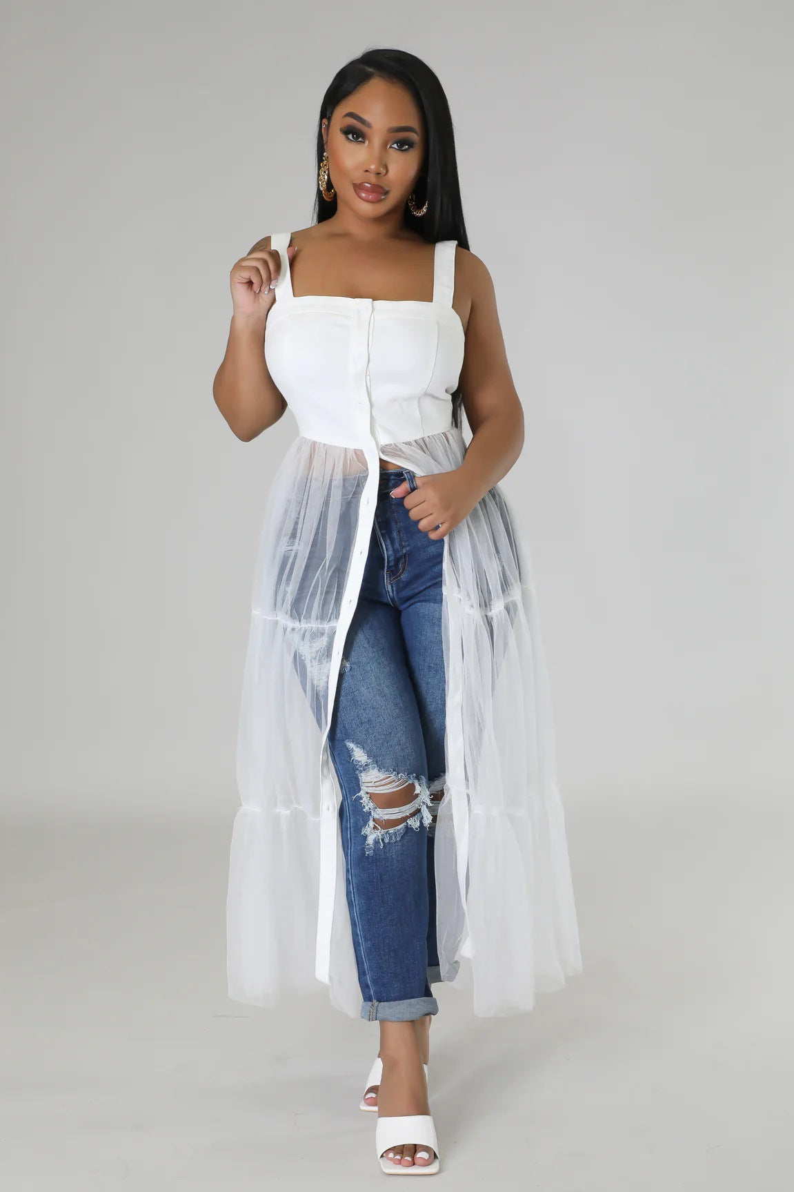 Straps Tulle Stitching Dress