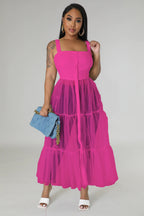Straps Tulle Stitching Dress
