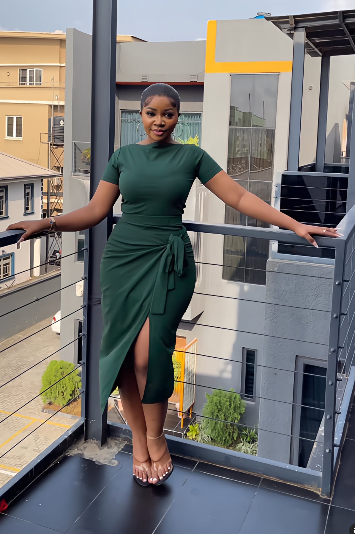 Women's Spring Summer Solid Color Shirt and Skirt Two-Piece Set