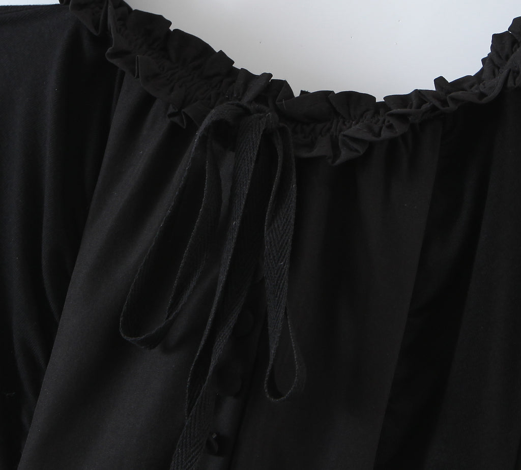 Stitching Wooden Ear Strapless Black Slim Fit Camisole Layer Dress Crisscross