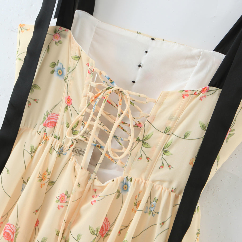 Women's Spring Summer Women Clothing Color Vacation Fresh Sexy Sexy Strap Dress Crisscross