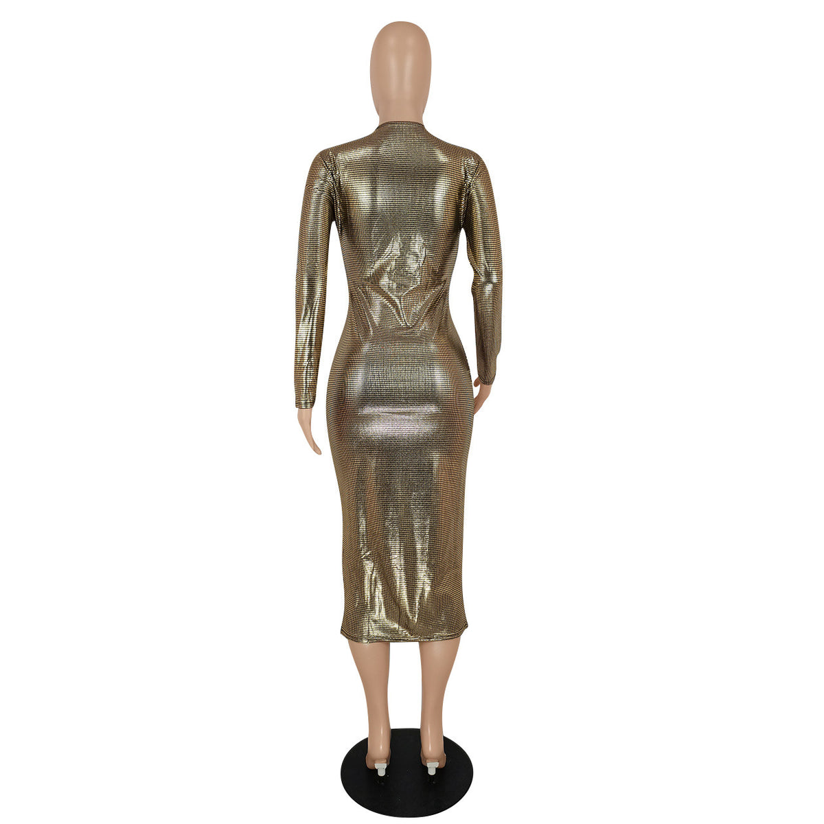 Women's Deep-V Metallic Evening Dress