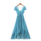 Women's Floral Ruffled High-Low Beach Maxi Dress