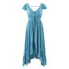 Women's Floral Ruffled High-Low Beach Maxi Dress