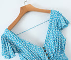 Women's Floral Ruffled High-Low Beach Maxi Dress