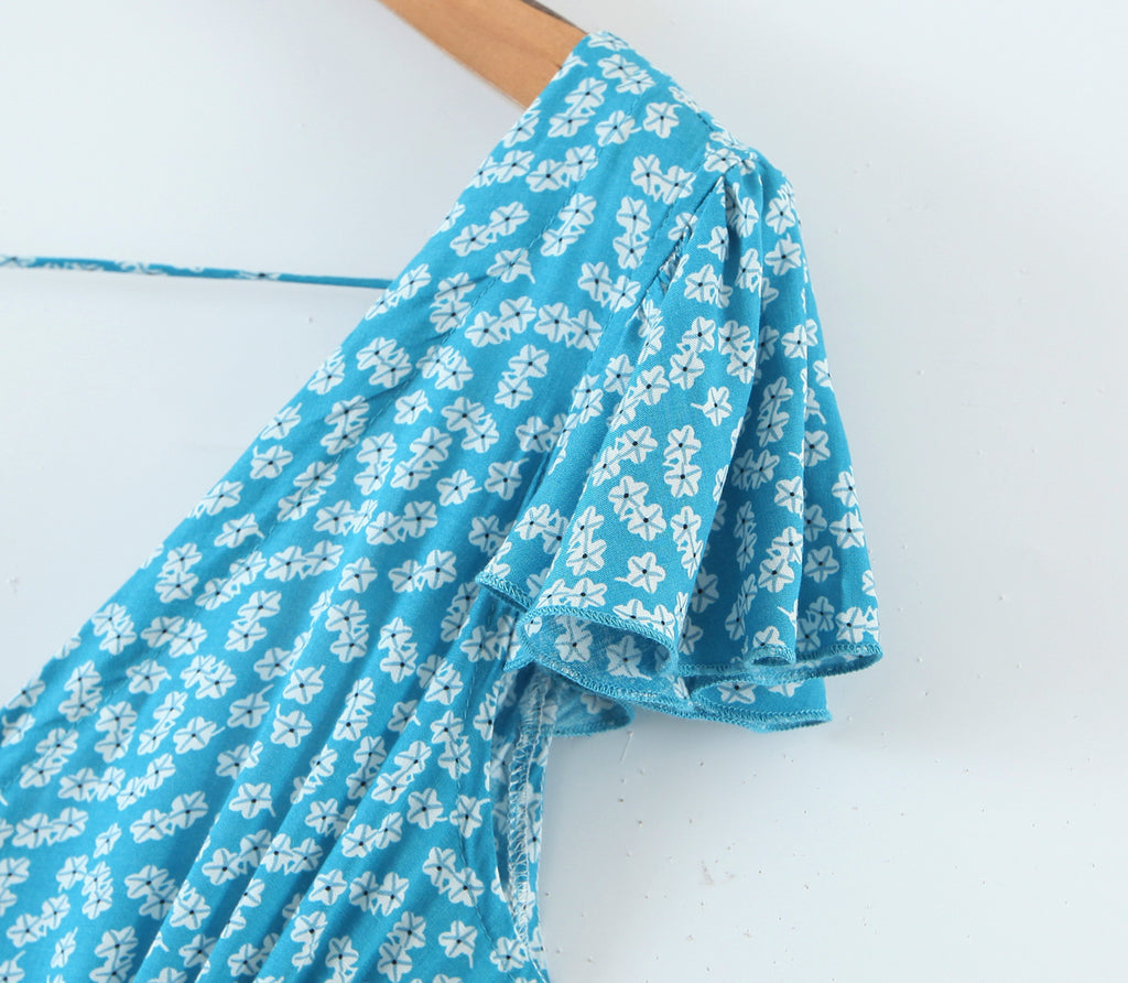Women's Floral Ruffled High-Low Beach Maxi Dress