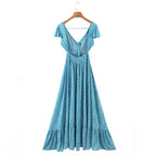 Women's Floral Ruffled High-Low Beach Maxi Dress