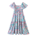Women's Ruffle-Trim Floral Square-Neck Flutter-Sleeve Dress