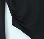 Women’s Black Asymmetric Off Shoulder Ruched Sweater