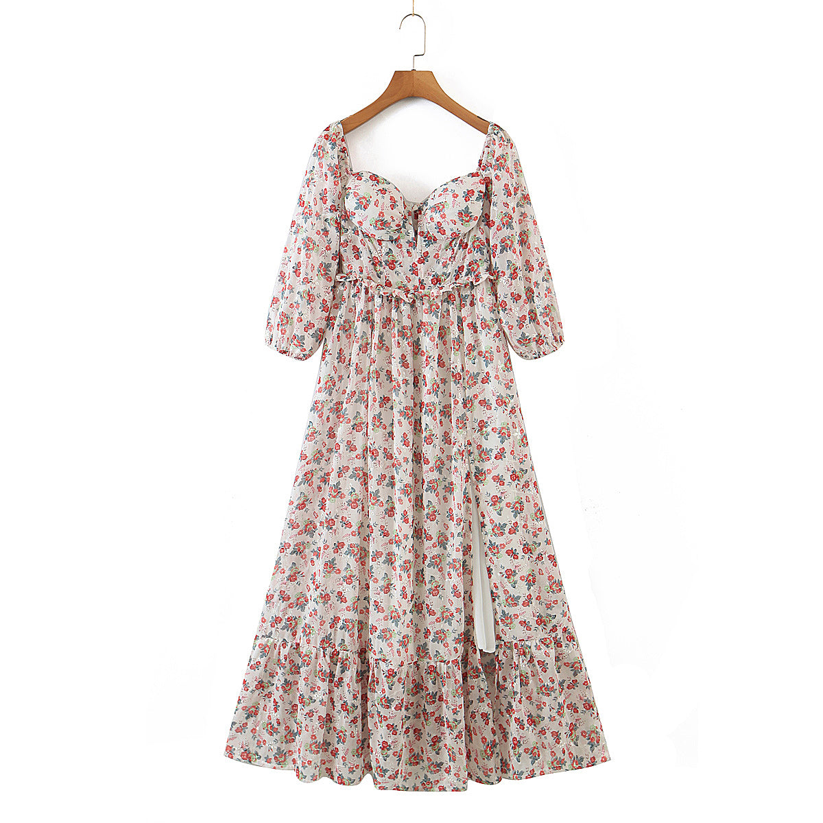Women's Off-Shoulder Floral Embroidered Split Dress