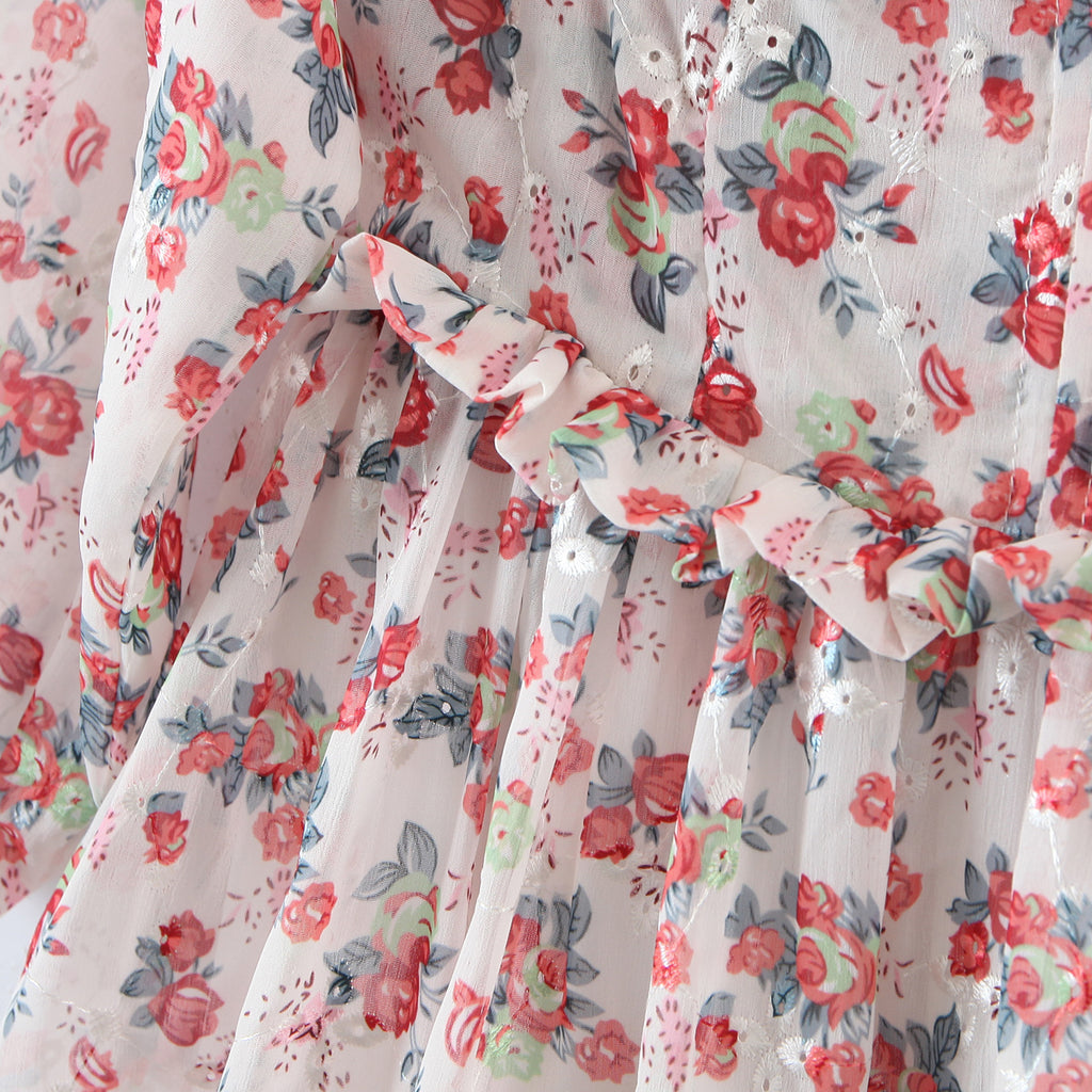 Women's Off-Shoulder Floral Embroidered Split Dress