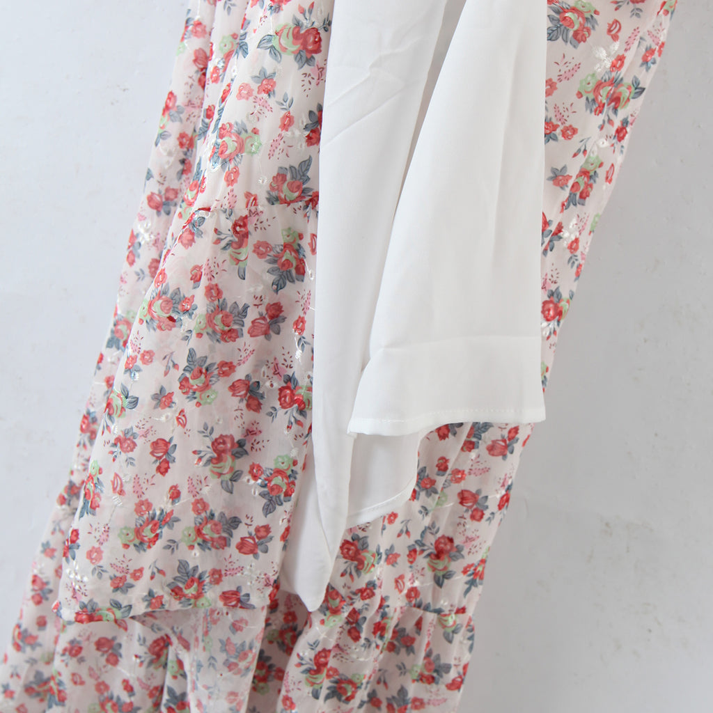 Women's Off-Shoulder Floral Embroidered Split Dress