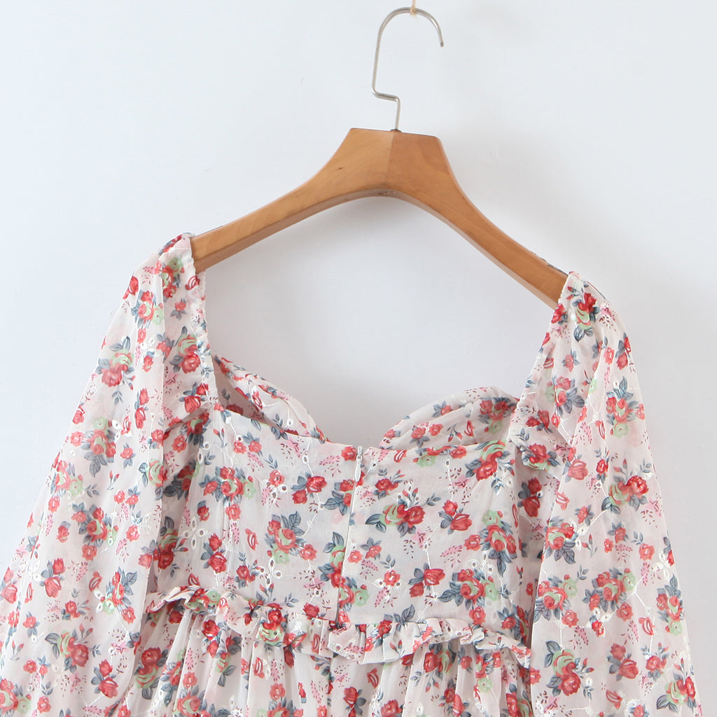 Women's Off-Shoulder Floral Embroidered Split Dress
