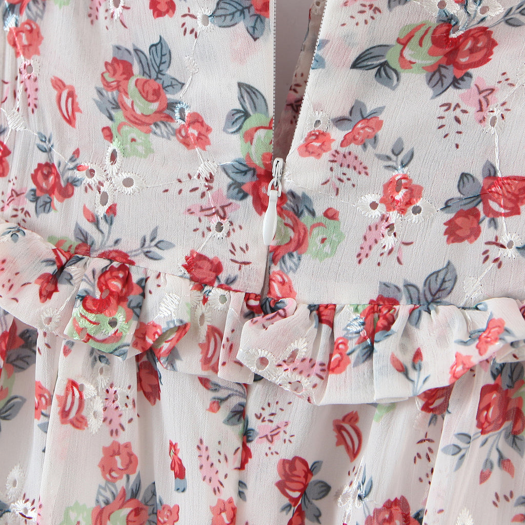 Women's Off-Shoulder Floral Embroidered Split Dress