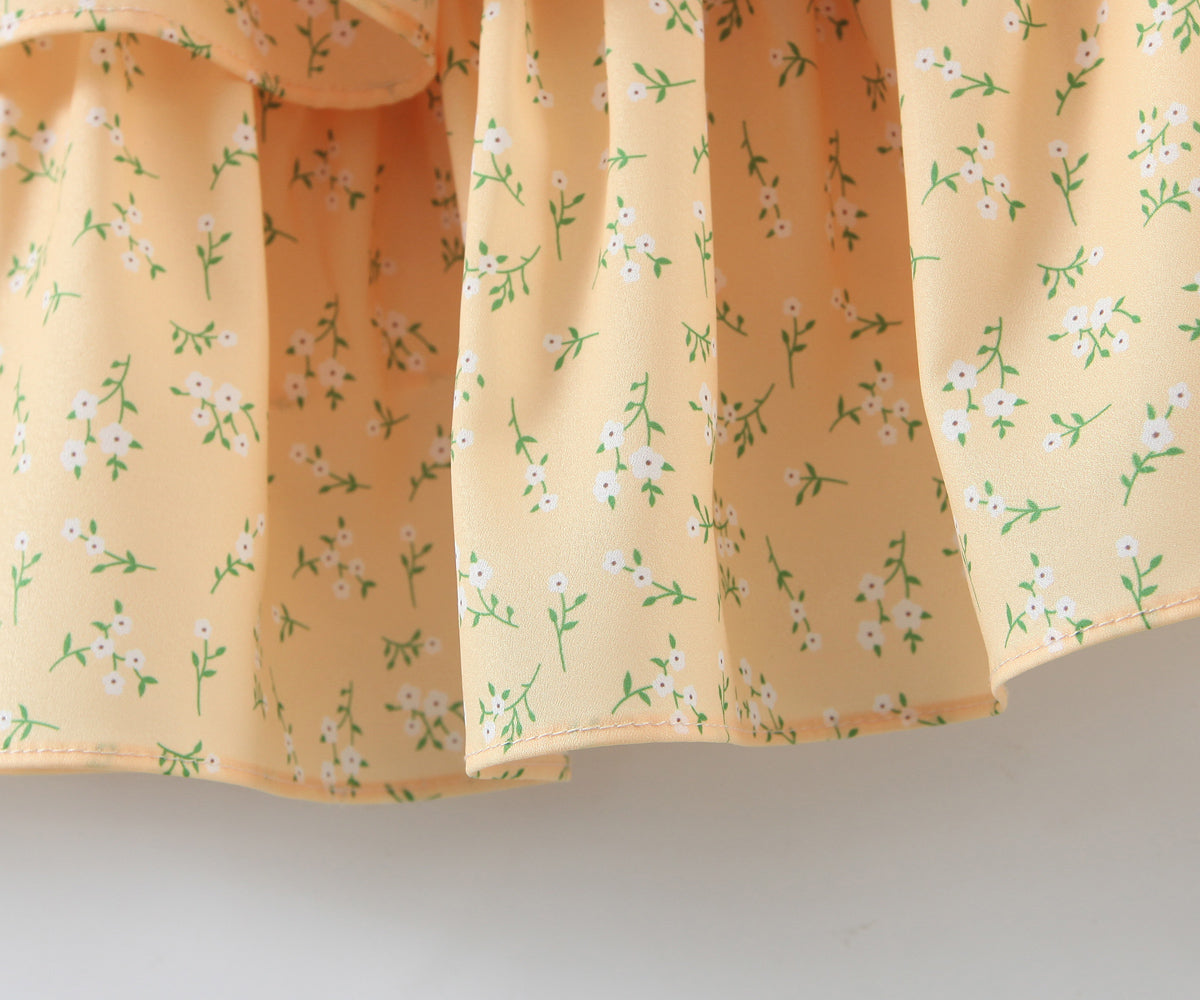 Off-Neck Ruffled Dress Vacation Fresh Printed Short