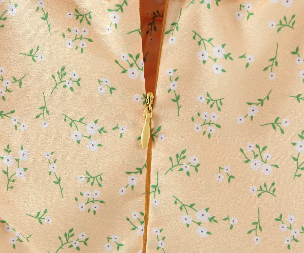Off-Neck Ruffled Dress Vacation Fresh Printed Short