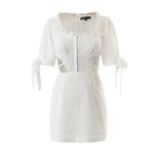 Women's Embroidered Lace Cutout Bodycon Mini Dress