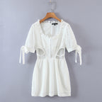 Women's Embroidered Lace Cutout Bodycon Mini Dress