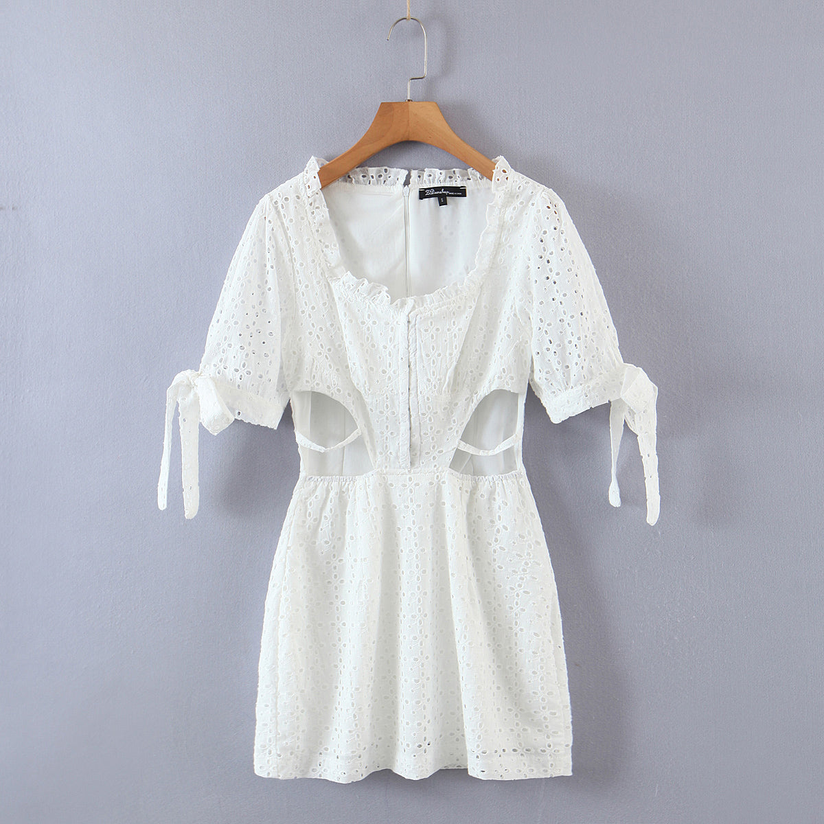 Women's Embroidered Lace Cutout Bodycon Mini Dress
