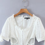 Women's Embroidered Lace Cutout Bodycon Mini Dress