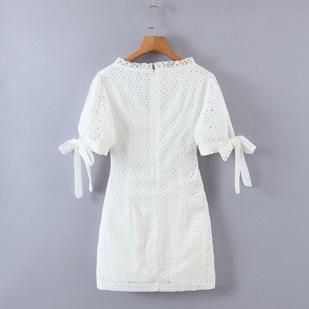 Women's Embroidered Lace Cutout Bodycon Mini Dress