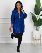 Solid Color Sequ Loose Shirt Dress