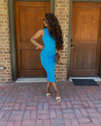 Women's Sleeveless Crew-Neck Bodycon Midi Dress