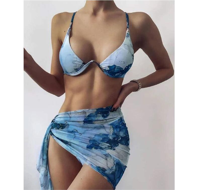 Marbling Printed Bikini Swimwear