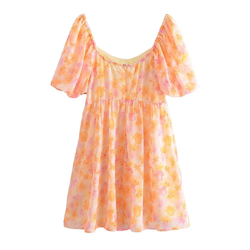 Chiffon Dream Printed Tape Lining Slim Dress