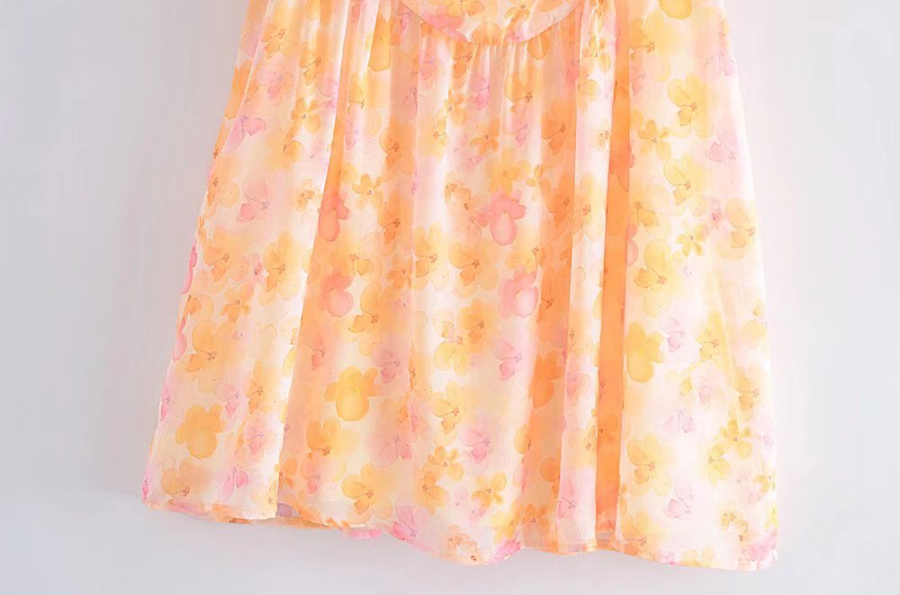 Chiffon Dream Printed Tape Lining Slim Dress