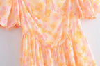 Chiffon Dream Printed Tape Lining Slim Dress