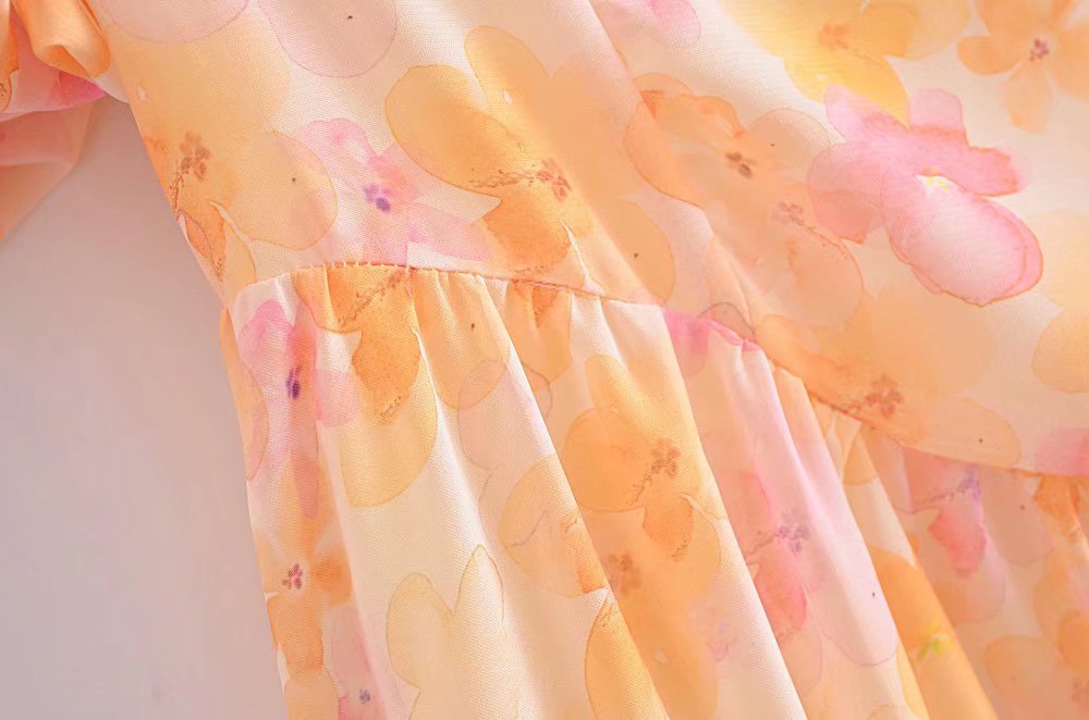 Chiffon Dream Printed Tape Lining Slim Dress