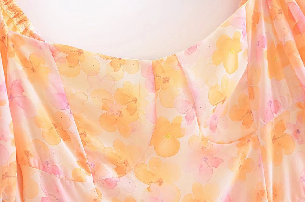 Chiffon Dream Printed Tape Lining Slim Dress