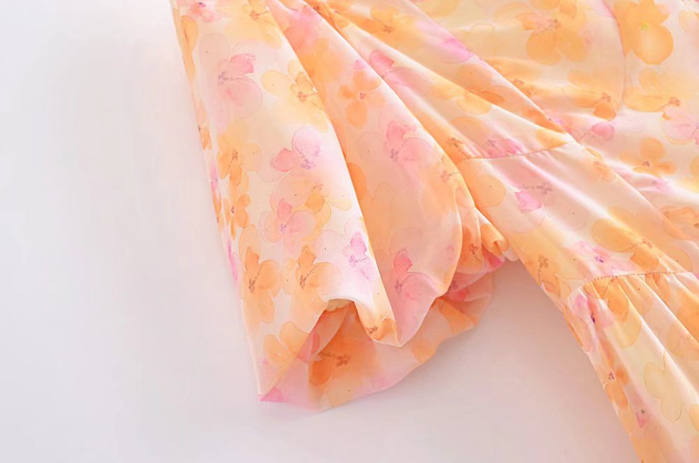 Chiffon Dream Printed Tape Lining Slim Dress