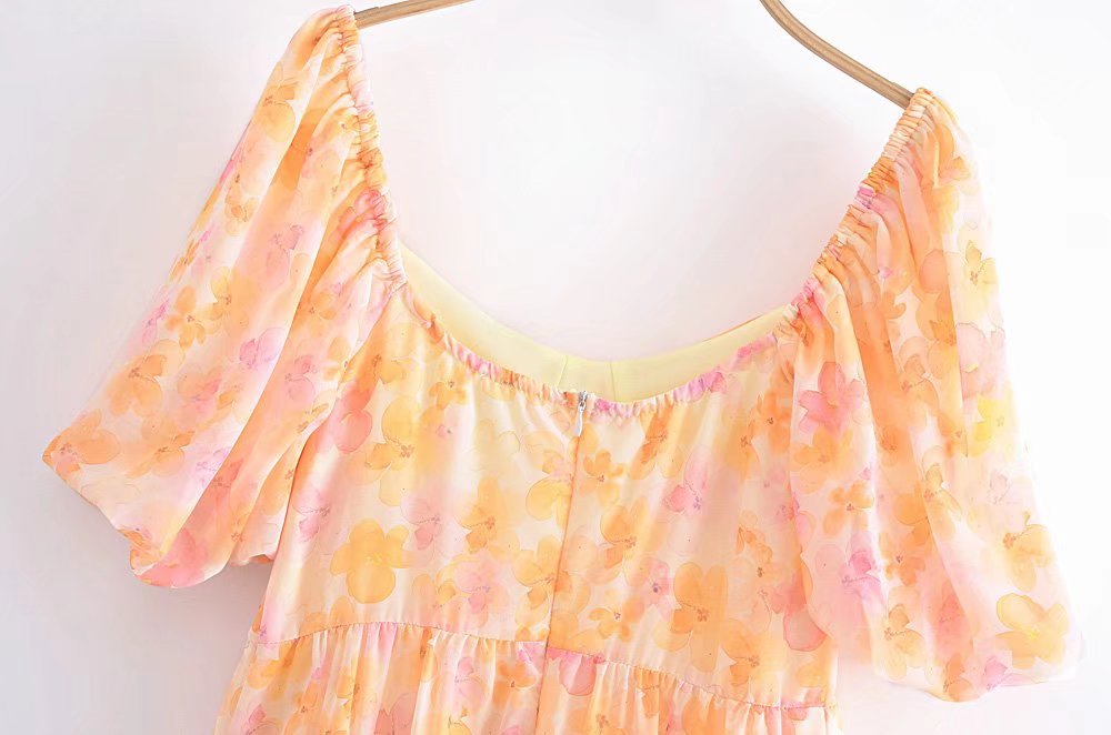 Chiffon Dream Printed Tape Lining Slim Dress