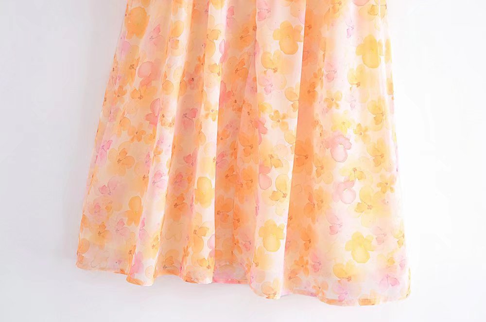 Chiffon Dream Printed Tape Lining Slim Dress