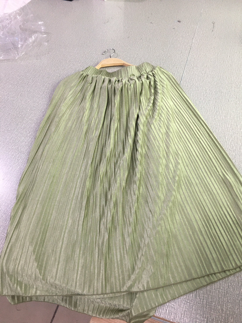 Spring Summer Elastic Waist Box Pleat Split Tight Skirt